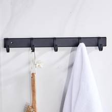 KKTNSG Black towel hook bathroom kitchen wall hanging door back row hook coat hanger aluminum free punch 2024 - buy cheap
