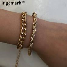 Ingemark Charm Vintage Twisted Chain Bracelets Set for Women Armband Punk High Quality Boho Snake Link Bracelet Fashion Jewelry 2024 - buy cheap