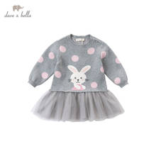 DBZ16104 dave bella autumn baby girl's cute cartoon dots sweater dress children fashion party dress kids infant lolita clothes 2024 - buy cheap