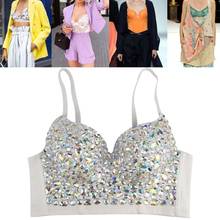 Women Sexy AB Colored Rhinestone Bustier Top Push Up Bralette Glitter Club Party Corset Bra Vest High Quality and Brand New 2024 - buy cheap