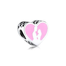 Fits for Pandora Charms Bracelets Falling in Love Beads with Pink Enamel 100% 925 Sterling-Silver-Jewelry Free Shipping 2024 - buy cheap