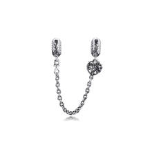 Fits Pandora Bracelet Heart Family Tree Safety Chain Charm Original 925 Sterling Silver Beads for Jewelry Making 2021 New 2024 - buy cheap