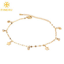 FINE4U B270 Stainless Steel Star Charm Bracelet For Women Adjustable Link Chain Bracelet Fashion Accessories 2024 - buy cheap