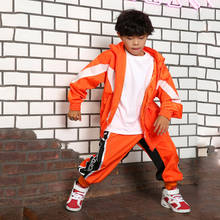 Kids Ballroom Hip Hop Clothing Orange Jacket Running Casual Hiphop Pants For Boys Jazz Dance Costumes Performance Wear DQS3786 2024 - buy cheap