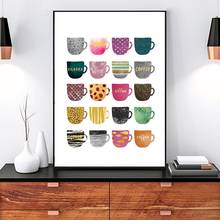 Arte em tela xícaras coloridas you live, pintura moderna nórdica para parede, posteres impresso, decoração de casa, cozinha, sala de jantar 2024 - compre barato