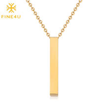 FINE4U N446 Simple Bar Pendant Necklace Stainless Steel Long Chain Necklace For Women Dainty Minimalist Jewelry 2024 - buy cheap
