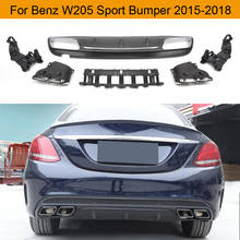 Car Rear Bumper Diffuser Lip Spoiler For Mercedes Benz W205 Sport 4 Door C180 C200 C300 C43 AMG 2015-2018 Non C63S Rear Diffuser 2024 - buy cheap