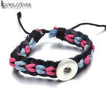 Adjustable Weave Colorful Interchangeable 035 Real Leather Bangle Fit 18mm Snap Button Bracelet Charm Jewelry For Women Men Gift 2024 - buy cheap