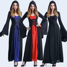 new 3 Color Medieval Sexy Gothic Witch Hooded Dress Adult Women Halloween Costumes Vampire Witch Party Masquerade Long Dress 2024 - buy cheap