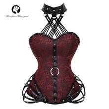 Женский размера плюс Burlesque Корсеты Halter Steel Boned Steampunk корсет Топы винтажные на шнуровке готическая одежда бюстье Goth Punk 2024 - купить недорого