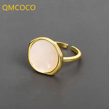 QMCOCO-anillo ajustable de plata 925 con apertura de piedra geométrica, joyería fina Punk Simple para mujer, regalos de fiesta de cumpleaños 2024 - compra barato