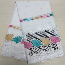 African Lace Fabric With Cotton Embroidery Lace Fabric 2021 Latest Swiss Voile Lace Fabric For Women Dress 5Yards/Lot 2024 - buy cheap