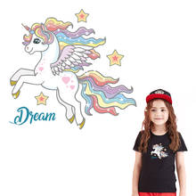 Rainbow Unicorn Stripe On Clothes Stickers Iron On Patches Heat-Sensitive Patch Application Of One Ironing Printing For Clothing 2024 - buy cheap