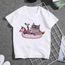 Boys Clothing Kawaii White Baby Girl Tops Unicorn Vacation Cartoon Watermelon Print Girls Clothes Summer Kids T Shirt Streetwear 2024 - buy cheap