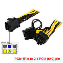 6-pin PCI Express to 2 x PCIe 8 (6+2) pin Motherboard Graphics Video Card PCI-e GPU VGA Splitter Hub Power Cable 2024 - compre barato