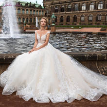 Julia Kui High-end Sexy Backless Ball Gown Wedding Dresses With Embroidery Lace Illusion Neck Bride Dress 2020 Robe De Mariage 2024 - buy cheap