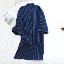 Vertical Striped Kimono Dress Traditional Robe Home Service Summer Japanese Style Cotton Thin Long Dress Pajamas Cardigan Yukata 2024 - buy cheap