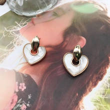 Arete con forma de corazón para mujer, aretes con forma de corazón de amor, joyería clásica para fiesta de boda 2024 - compra barato