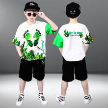 set for boys 4 6 8 10 12 Years old Kids Clothes Fashion Suit Boy T-shirt foot Printing + pants 2pcs Summer Boy Children Clothes 2024 - buy cheap