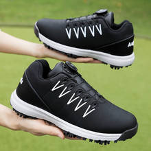 Новая качественная Осенняя обувь для игры в гольф Водонепроницаемый шипы для гольфа, обувь для мужчин, есть большие Размеры; Большие размеры 36-47 Нескользящие гольф спортивная обувь для мужчин обувь для прогулок 2024 - купить недорого