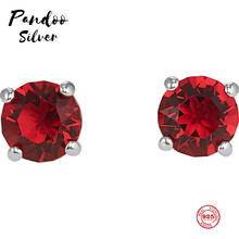 PANDOO-abalorio de moda de plata de ley Original, copia 1:1, rojo, elegante y exquisito, pendientes salvajes, regalos de joyería de lujo para mujer 2024 - compra barato