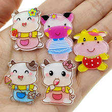 50pcs 5 Styles Mixed Glitter Lovely Cartoon Cow Flatback Planar Resin Cabochon DIY Craft Embellishments for Hair Bow Centers 2024 - buy cheap