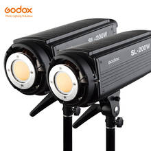 2x godox SL-200W 200ws 5600k estúdio led lâmpada de luz de vídeo fotográfica contínua w/remoto 2024 - compre barato