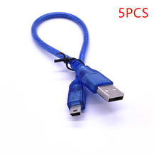 5 шт. синий короткий USB 2,0 A штекер для мини 5 Pin B кабель для зарядки данных Шнур адаптер 30 см 2024 - купить недорого