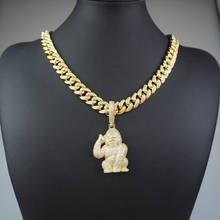 Collar con colgante de Gorilla de circonita Iced Out AAA con diamantes de imitación ostentosos, cadena de eslabones cubanos, collar con dijes, joyería Hip Hop 2024 - compra barato