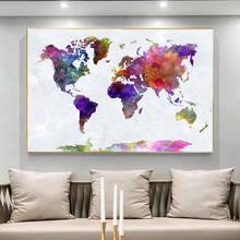 Красочная карта мира, холст, живопись, постеры и принты, абстрактная карта мира, настенные картины, настенные картины для декора гостиной 2024 - купить недорого