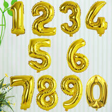 32 inch golden digital aluminum balloon 0-9 number baby birthday party hotel wedding decoration wholesale 2024 - buy cheap