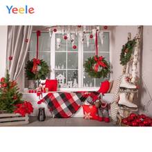 Yeele Виниловый фон для студийной фотосъемки с изображением рождественской елки окна игрушки куклы занавески 2024 - купить недорого