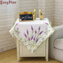 Home Decorative Beige White Color 60x60cm 85x85cm Square TV Stand Cabinet Cover Handmade Embroidered Cutwork Lavender Tablecloth 2024 - buy cheap