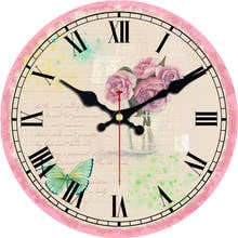 Vintage Large Art Wall Clock Shabby Chic Clock Pink Flower Silent Home Office Cafe Kitchen Bar Decor Home Silent Wall Clock 2024 - buy cheap