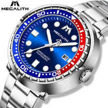 MEGALITH New Sports Diving Watches Mens 2021 Classic Design Blue Dial Diver Quartz Watches Full Steel Luminous Waterproof Clock 2024 - buy cheap