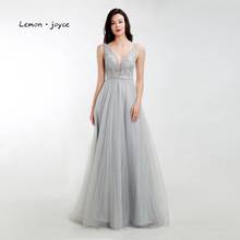 Lemon Joyce Gray Prom Dresses Long 2020 Sexy V-neck Backless Simple Party Gowns Plus Size Vestidos De Gala 2024 - buy cheap