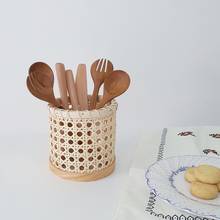 Rattan Chopsticks Storage Handmade Spoon Organizer Holder Pen Pencils Organization Vase Support Home Kitchen Table Decor 2024 - buy cheap