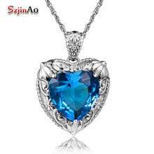Szjinao Real 925 Sterling Silver Blue Topaz Pendant Woman,Heart Of The Sea Gemstone Trend Jewelry Necklace Pendants For Women 2024 - buy cheap