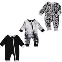 FOCUSNORM 0-24M Newborn Baby Girls Boys Rompers Leopard Tie-Dye Printed Long Sleeve Zipper Jumpsuits  2024 - buy cheap