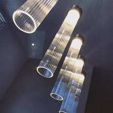 suspension Glass pipe  pendant light for dining room Cafe Bar lighting Restaurant hanging Light led strip glass shade led lustre 2024 - buy cheap