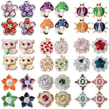 6pcs/lot Mixed Style Snap Buttons Jewelry Crystal Metal Flower Charms Fit 18mm Snap Button Bracelet Jewelry DIY Accessories 2024 - buy cheap