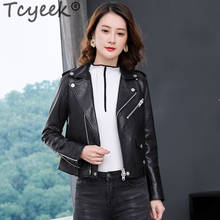 Tcyeek jaqueta de couro legítimo feminina, casaco de pele de carneiro genuíno moda coreana 2020 para mulheres 2024 - compre barato