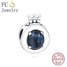 Fc jóias caber pandora charme pulseira original 100% 925 prata anel forma oval facetas zircão coroa grânulo fazer artesanato berloque 2024 - compre barato