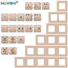 Free DIY Assembling Socket Switch, PC Panel Data Plug Hybrid Wall Embedded Socket Multi Frame, EU 3 Way Rocker Switch, Gold 2024 - buy cheap