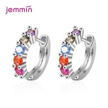 New Colorful Crystal Earrings For Women 925 Sterling Silver Colorful Statement Hoop Earrings For Girlfriend Birthday Gifts 2024 - buy cheap