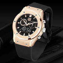TVG-relojes deportivos de lujo para hombre, de oro rosa, de cuarzo, resistente al agua, con doble pantalla, de silicona 2024 - compra barato