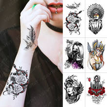 Водостойкая Временная тату-наклейка, змея, розы, Череп, флеш-татуировки, племя, крутая девушка, боди-арт, переводка на руку, искусственная татуировка для женщин 2022 - купить недорого