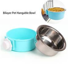 Hangable Pet Cat Dog Bowl Water Bottle Food Container Stainless Steel Cat Bowl Water Food Feeding Bowl Plastic Separable Feeder 2024 - buy cheap