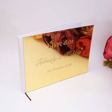 Горизонтальная 25x18 см Персонализированная акриловая книга для гостей для свадебной вечеринки с гравировкой на заказ, свадебные подарки, акриловая зеркальная книга для подписи 2024 - купить недорого