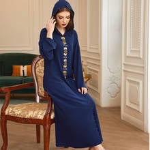 Mulher hijab vestido turquia abaya muçulmano com capuz diamante islâmico roupas marocain caftan musulman djellaba marroquino kaftan longo robe 2024 - compre barato